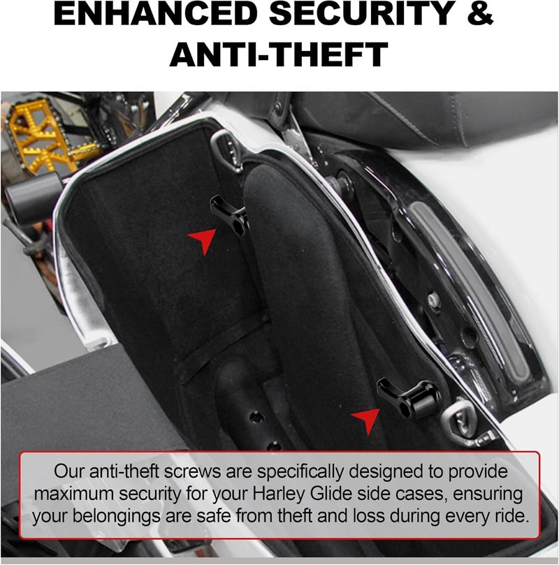 JAGASOL New Saddlebag Locks for Harley Davidson, Heavy Duty Saddle Bag Screw Anti-Theft Mounting Bolts for 1992-Later Touring Street Glide, Electra Glide, Road King, Road Glide, Black - Image 2